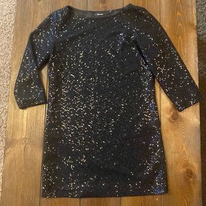 Vintage Tahari Black Sequined Shift Dress